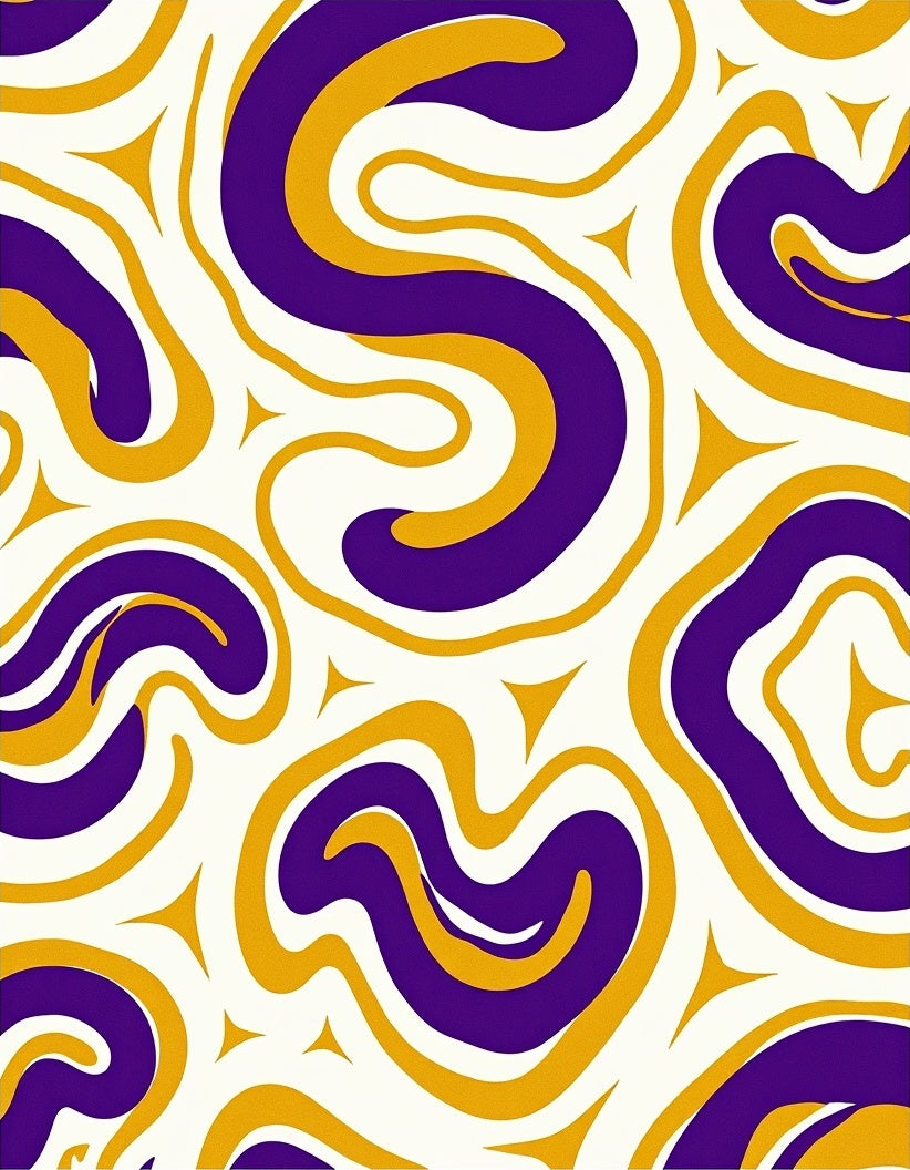 Abstract Purple Gold Swirls Rug
