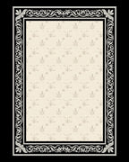 Vintage Cream and Black Floral Border Rug