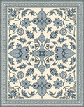Pale Blue Floral Medallion Border Rug