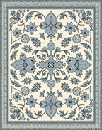 Pale Blue Floral Medallion Border Rug