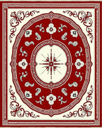 Crimson Floral Medallion Compass Rug