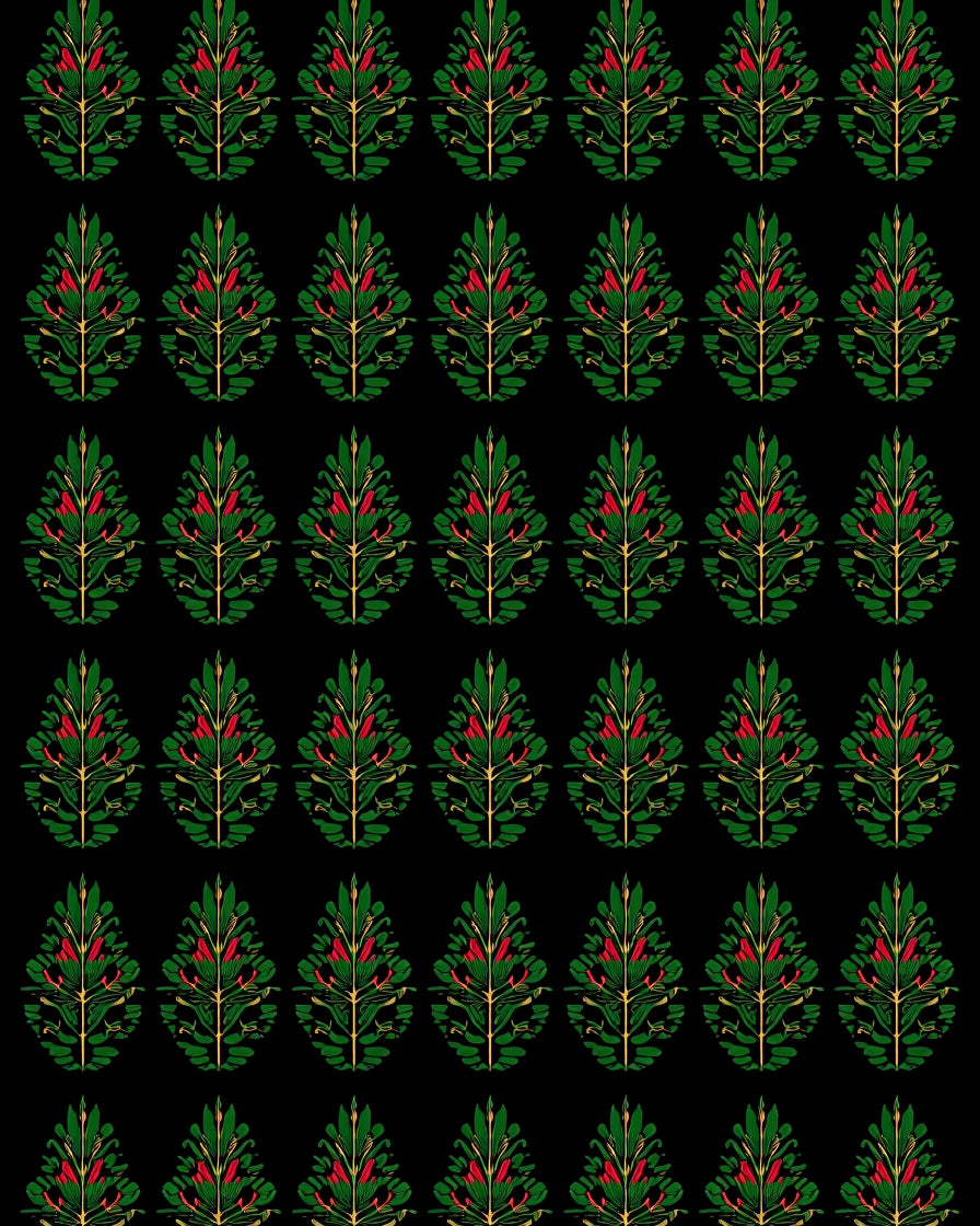 Elegant Green Red Tree Garland Rug