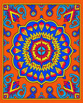 Vibrant Orange Sunburst Mandala Rug