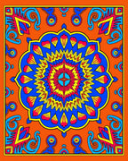 Vibrant Orange Sunburst Mandala Rug