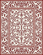 Ornate Vine Damask Border Rug