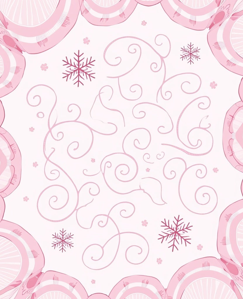 Pastel Pink Swirls Snowflake Garland Rug