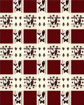 Deep Red Gingham Floral Arrangement Rug