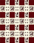 Deep Red Gingham Floral Arrangement Rug