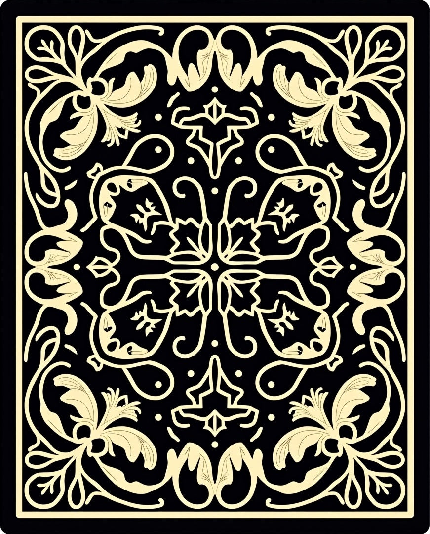 Elegant Black and Cream Floral Scroll Rug