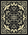 Elegant Black and Cream Floral Scroll Rug