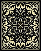 Elegant Black and Cream Floral Scroll Rug