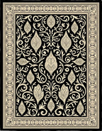 Black Ivory Ornamental Floral Medallions Rug