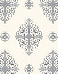 Cream Gray Floral Paisley Medallion Rug
