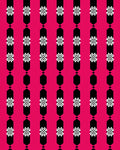 Fuchsia Black White Snowflake Stripe Rug