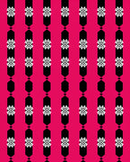 Fuchsia Black White Snowflake Stripe Rug