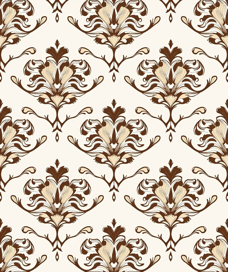 Antique Brown Floral Scroll Work Rug