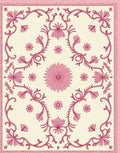 Pink Floral Medallion Scrolls Cream Rug