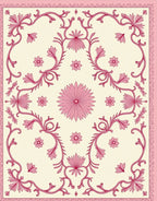 Pink Floral Medallion Scrolls Cream Rug