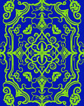 Bold Blue Green Baroque Swirl Rug