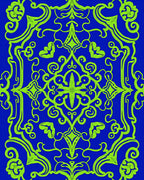 Bold Blue Green Baroque Swirl Rug