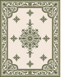 Elegant Green Central Medallion Floral Rug