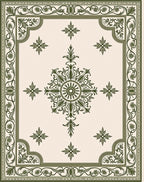 Elegant Green Central Medallion Floral Rug