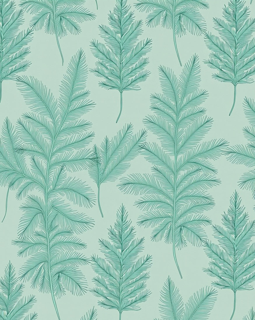 Teal Fern Nature Repeating Pattern Rug