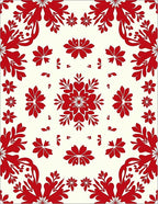 Crimson Floral Medallion Symmetric Arrangement Rug