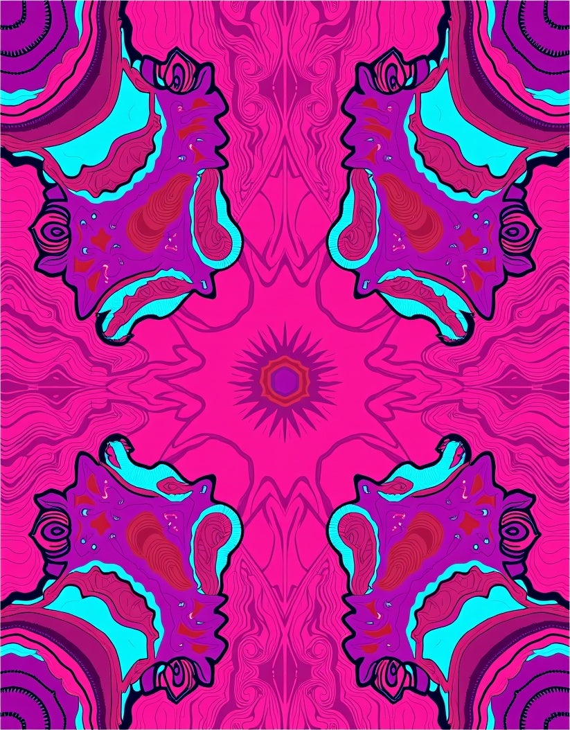 Psychedelic Pink Purple Face Swirl Rug