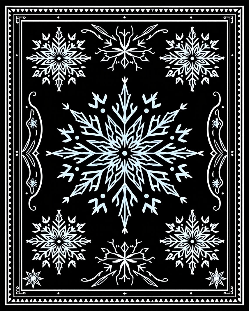 Winter White Snowflake Medallion Burst Rug