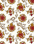 Crimson Gold Flourish Scroll Medallion Rug