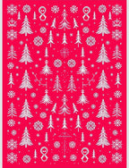 Red Snowy Trees Snowflake Collection Rug