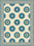 Blue Floral Medallion Bordered Rug