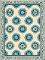Blue Floral Medallion Bordered Rug