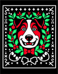 Playful Dog Holly Berry Wreath Rug