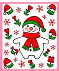 Cheerful Snowman Red Green Christmas Elements Rug