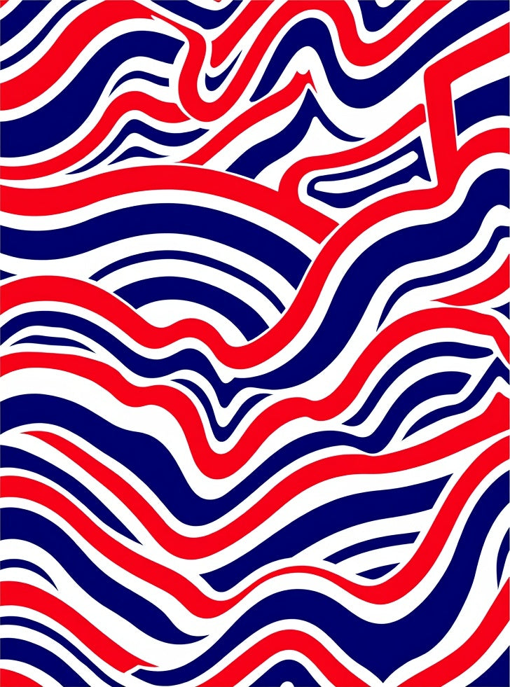 Red White Blue Abstract Wave Rug