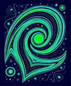 Cosmic Swirl Green Starry Night Rug