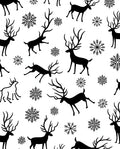 Black Reindeer Snowflakes Winter Art Rug