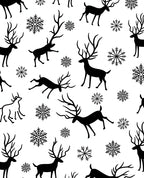 Black Reindeer Snowflakes Winter Art Rug