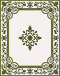 Green Floral Medallion Border Accents Rug