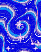 Vibrant Blue Starry Swirl Rug