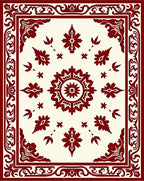 Crimson Medallion Floral Bordered Rug