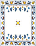 Blue Yellow Star Border Floral Rug