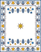 Blue Yellow Star Border Floral Rug