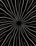 Radiating Sunburst Black and Gold Stripes Rug