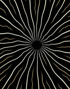 Radiating Sunburst Black and Gold Stripes Rug