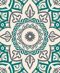 Teal and Gray Mandala Floral Lace Rug
