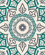 Teal and Gray Mandala Floral Lace Rug