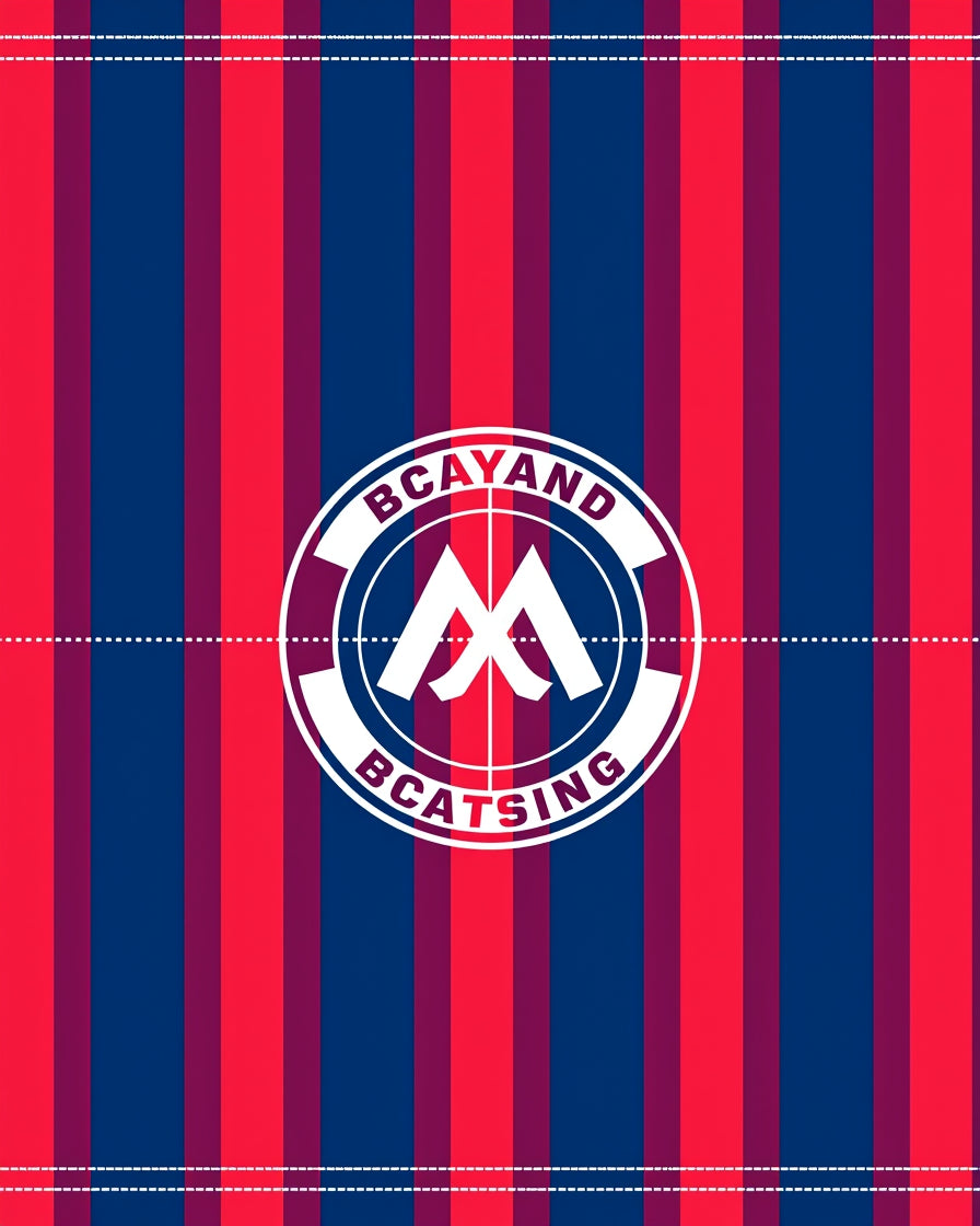 Bold Red Blue Stripe Emblem Rug